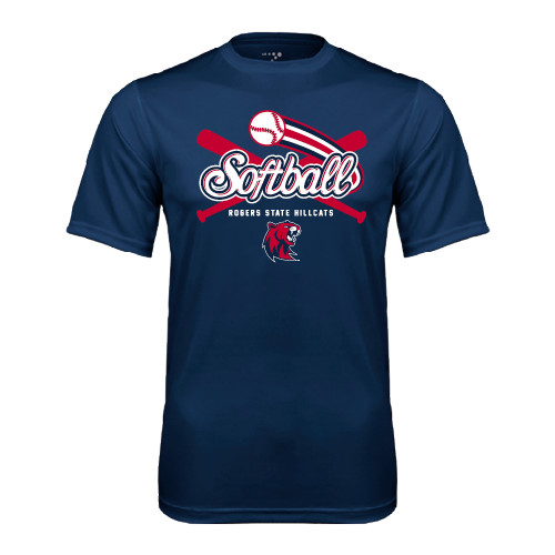 Navy Performance Tee - Softball Crossed Bats