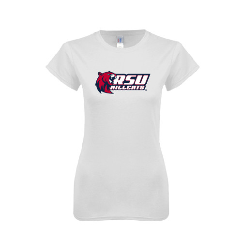  Next Level Womens White Boyfriend Tee - Stacked Combination Logo