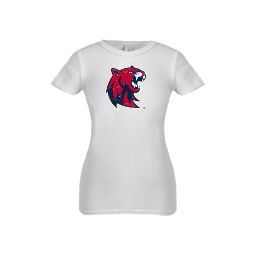 Next Level Girls White Fashion Fit T Shirt - Official Logo Distressed