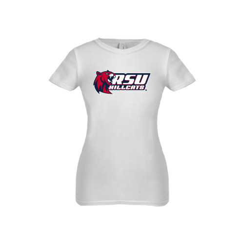  Next Level Girls White Fashion Fit T Shirt - Stacked Combination Logo