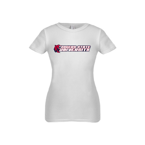  Next Level Girls White Fashion Fit T Shirt - University Logo