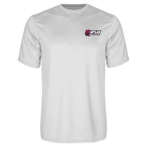  White Performance Tee - Stacked Combination Logo