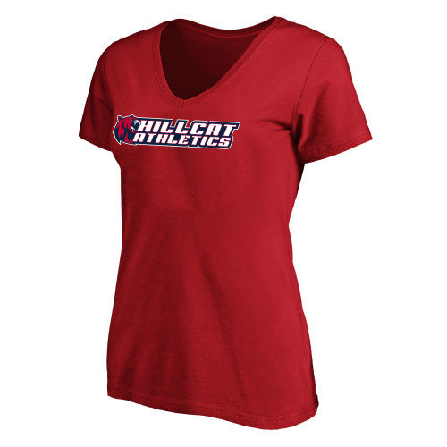  Womens Plus Red V Neck T Shirt - Hillcat Athletics