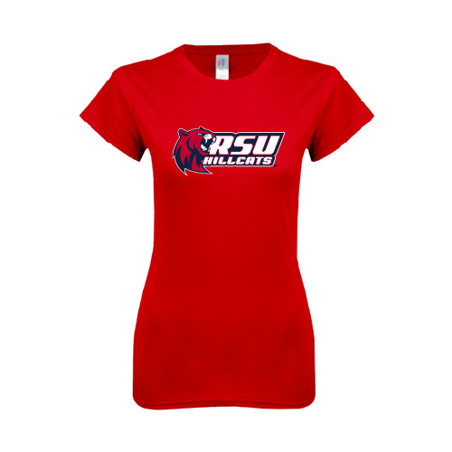  Next Level Womens Red Boyfriend Tee - Stacked Combination Logo