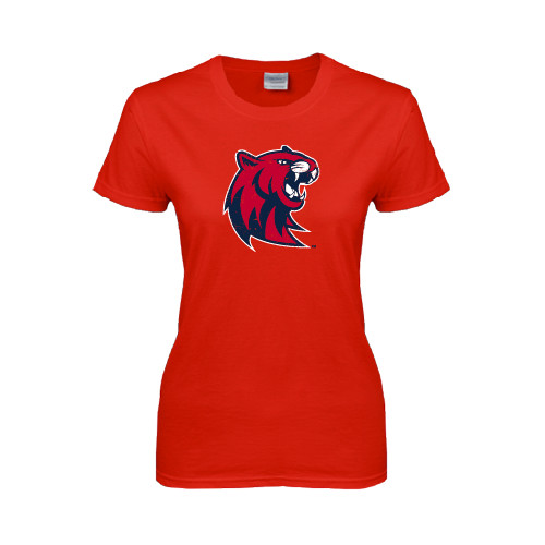 Womens Short Sleeve Red Tee - Official Logo Distressed