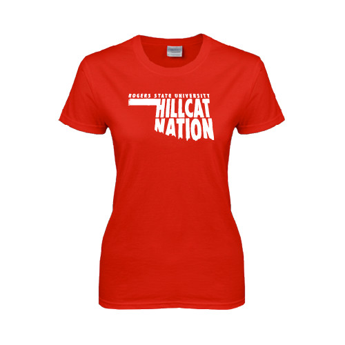  Womens Short Sleeve Red Tee - Hillcat Nation