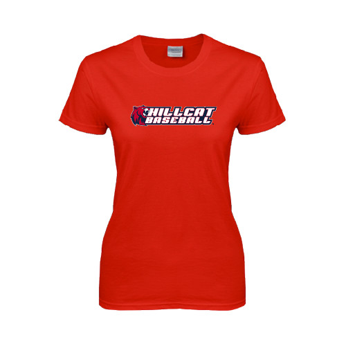 Womens Short Sleeve Red Tee - Baseball