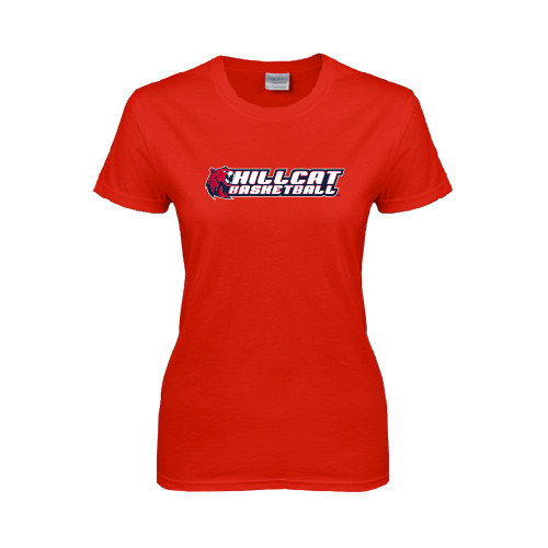  Womens Short Sleeve Red Tee - Basketball