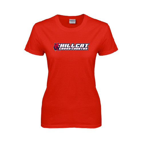  Womens Short Sleeve Red Tee - Cross Country