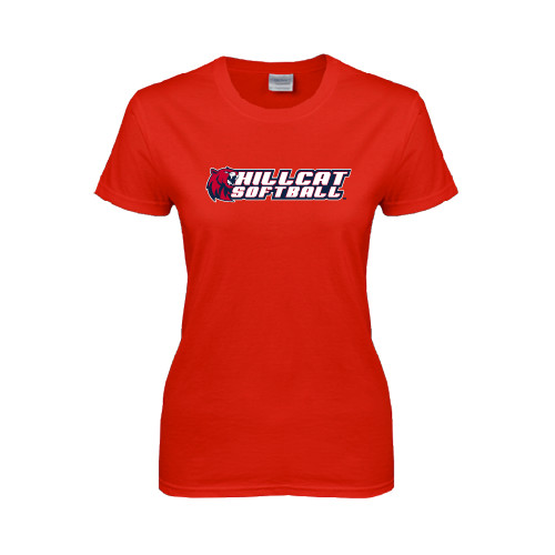  Womens Short Sleeve Red Tee - Softball