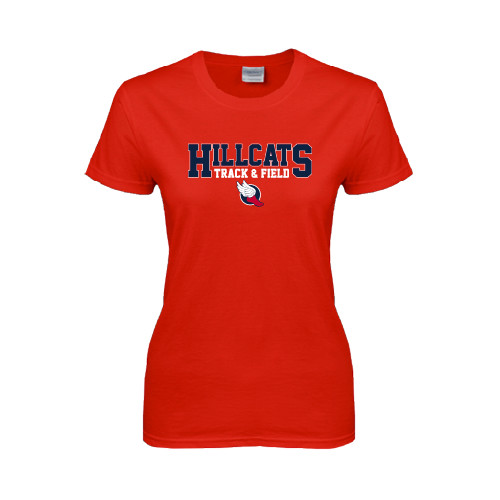  Womens Short Sleeve Red Tee - Hillcats Track & Field Stacked