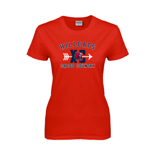  Womens Short Sleeve Red Tee - Cross Country XC