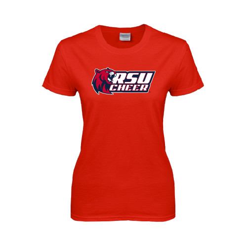  Womens Short Sleeve Red Tee - Cheerleading