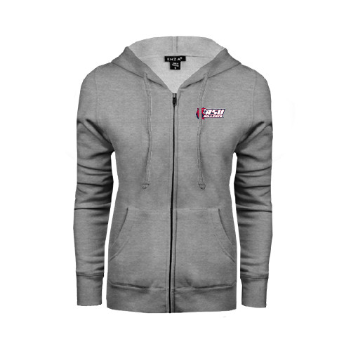  ENZA Womens Grey Fleece Full Zip Hoodie - Stacked Combination Logo