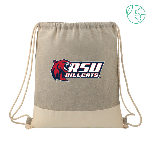  Split Recycled Cotton Grey/Natural Drawstring Bag - Stacked Combination Logo