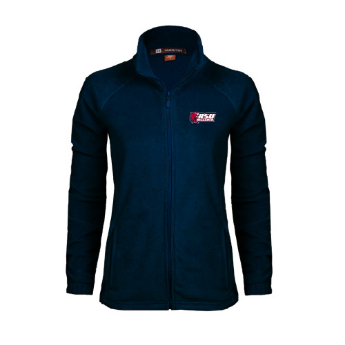 Womens Navy Fleece Full Zip Jacket - Stacked Combination Logo