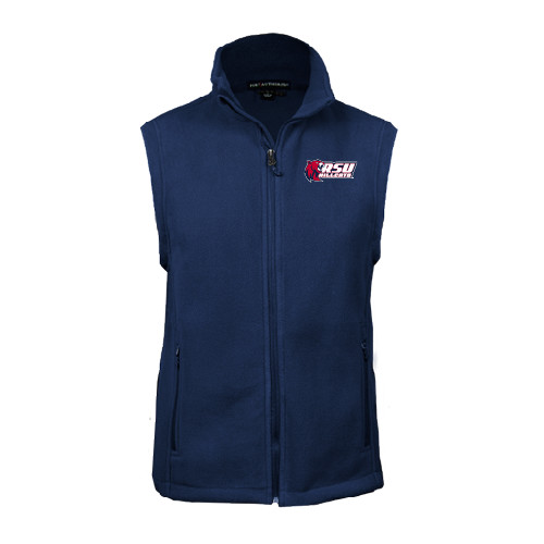  Navy Fleece Full Zip Vest - Stacked Combination Logo
