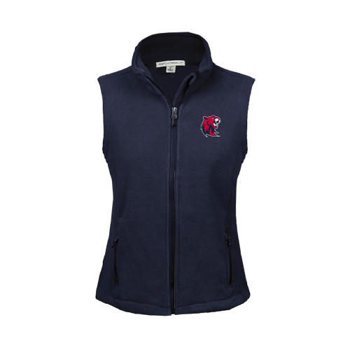  Womens Navy Fleece Full Zip Vest - Official Logo
