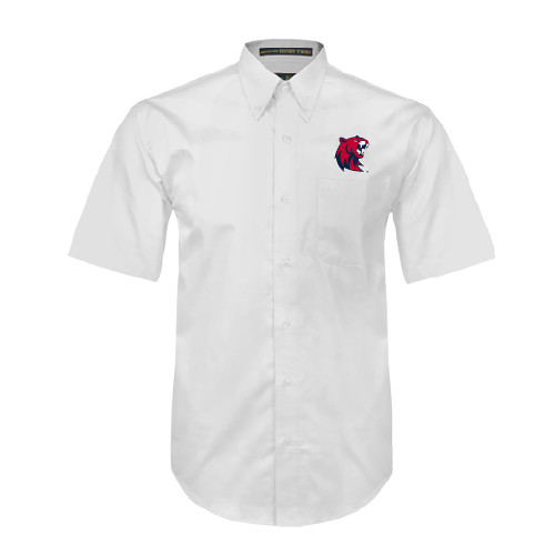  White Twill Button Down Short Sleeve - Official Logo
