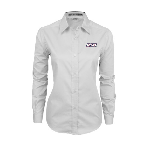  Womens White Twill Button Down Long Sleeve - RSU