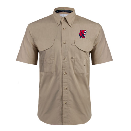  Khaki Fishing Shirt Performance Short Sleeve - Official Logo