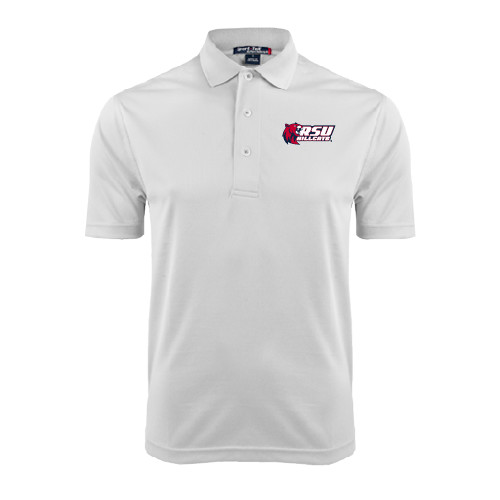  White Dry Mesh Polo - Stacked Combination Logo