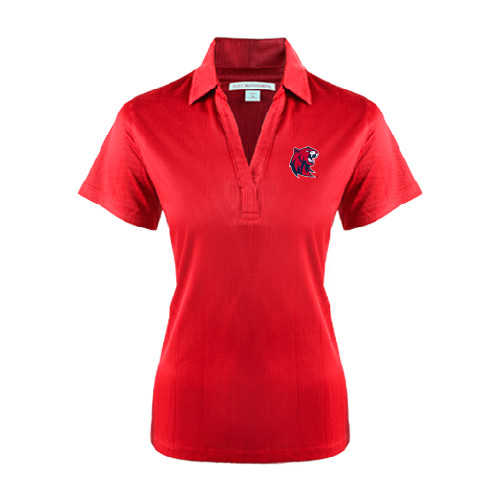  Womens Red Performance Fine Jacquard Polo - Official Logo