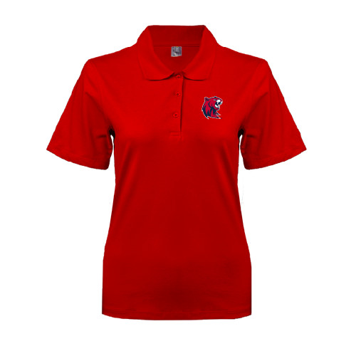  Womens Silk Touch Red Pique Polo - Official Logo
