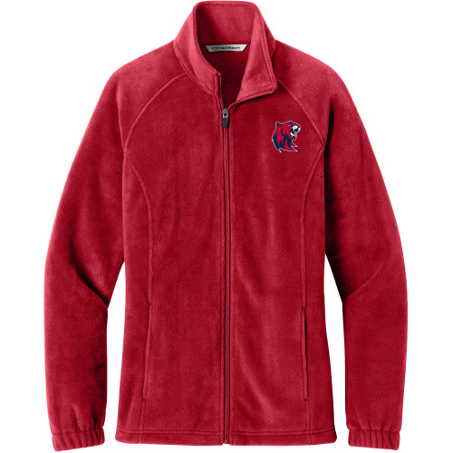  Womens Red Fleece Full Zip Jacket - Official Logo
