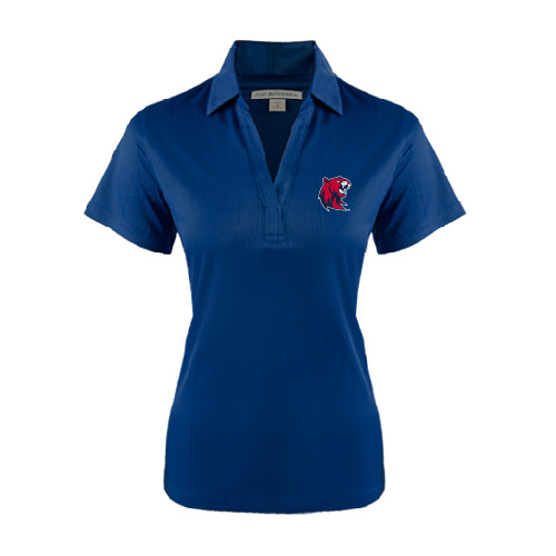  Womens Navy Performance Fine Jacquard Polo - Official Logo