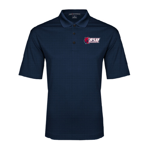  Navy Performance Fine Jacquard Polo - Stacked Combination Logo