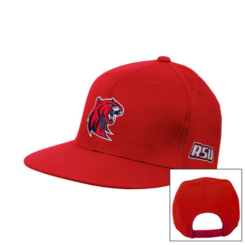  Red Flat Bill Snapback Hat - Official Logo