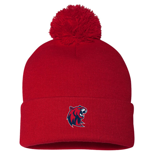  Sportsman Red Pom Pom Cuffed Beanie - Official Logo