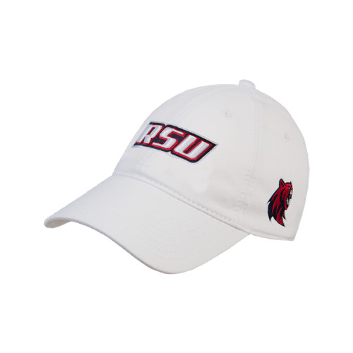  White Unstructured Adjustable Low Profile Hat - RSU
