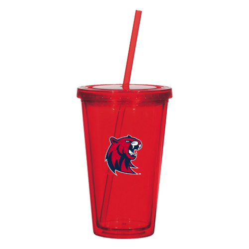  Madison Double Wall Red Tumbler w/Straw 16oz - Official Logo