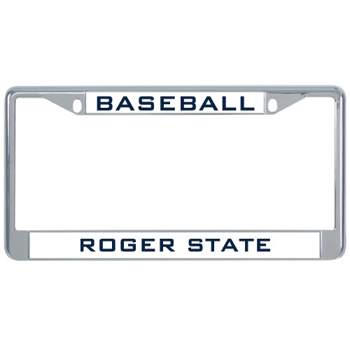  Metal License Plate Frame in Chrome - Baseball