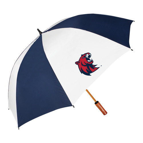  64 Inch Navy/White Umbrella - Official Logo