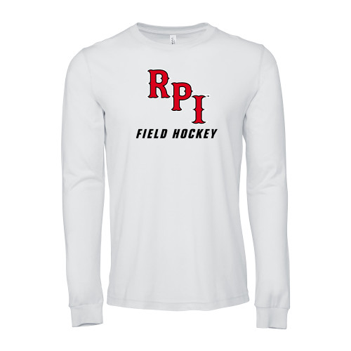  Bella + Canvas White Jersey Cotton Long Sleeve T Shirt - Field Hockey
