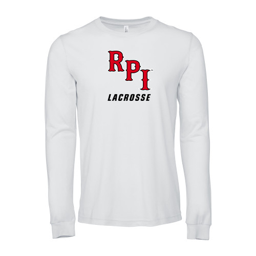  Bella + Canvas White Jersey Cotton Long Sleeve T Shirt - Lacrosse