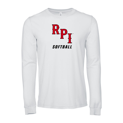  Bella + Canvas White Jersey Cotton Long Sleeve T Shirt - Softball