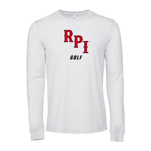  Bella + Canvas White Jersey Cotton Long Sleeve T Shirt - Golf