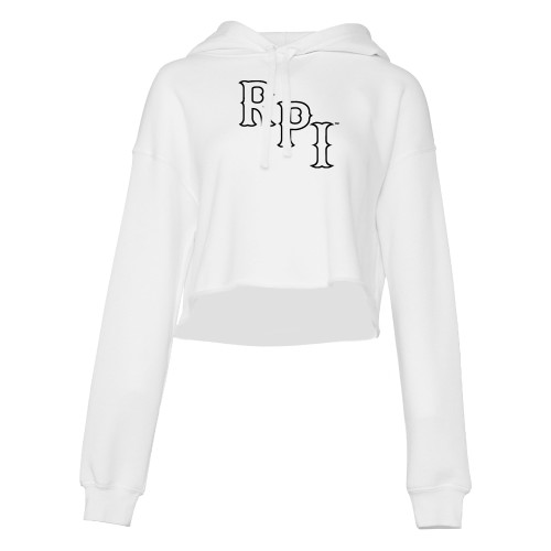  Bella + Canvas Womens White Cropped Fleece Hood - RPI Tone