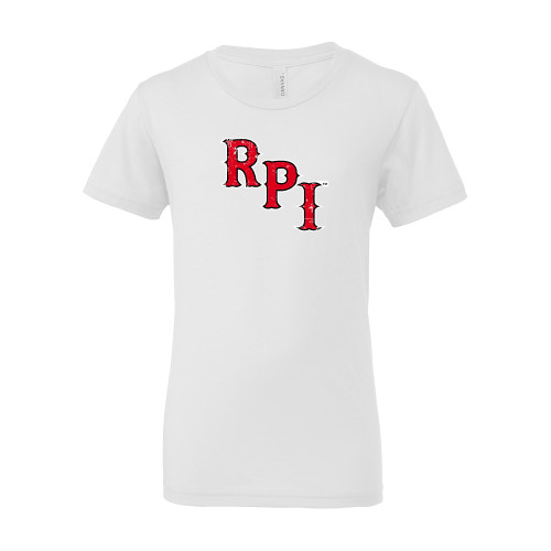  Bella + Canvas Youth White Jersey T Shirt - RPI Distressed