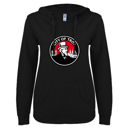  ENZA Womens Black V Notch Raw Edge Fleece Hoodie - 2026 Mayors Cup