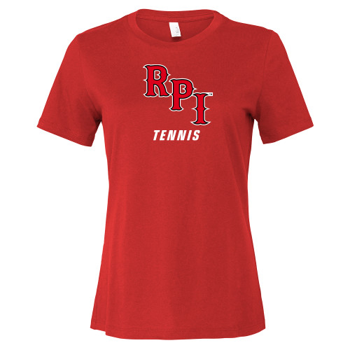  Bella + Canvas Womens Red Relaxed Cotton T Shirt - Tennis