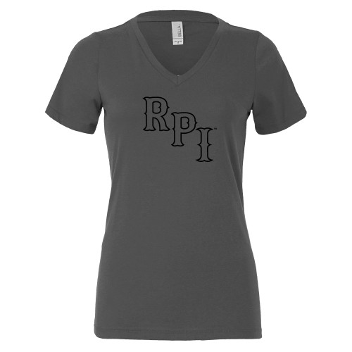  Bella + Canvas Womens Asphalt V Neck Cotton T Shirt - RPI Tone