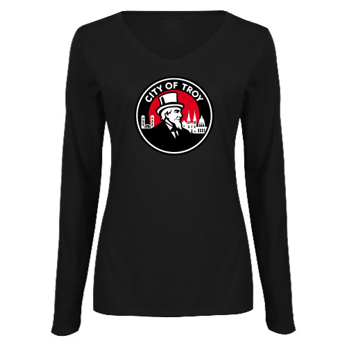  Womens Black Long Sleeve V Neck Tee  - 2026 Mayors Cup