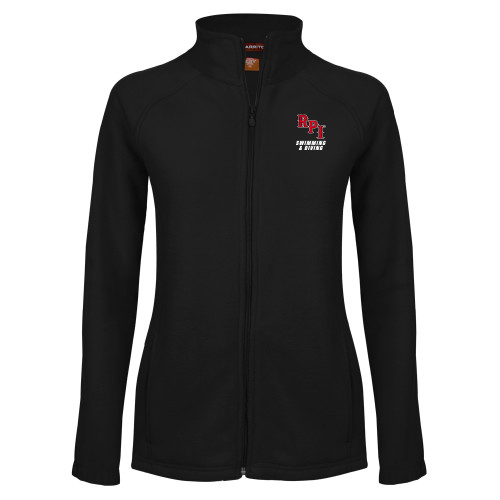  Womens Black Fleece Full Zip Jacket - Swimming & Diving