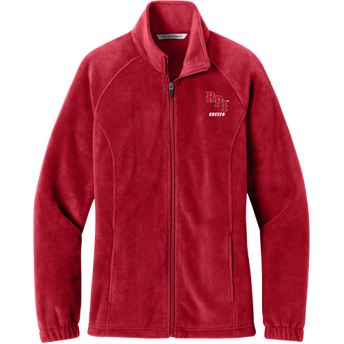  Womens Red Fleece Full Zip Jacket - Soccer