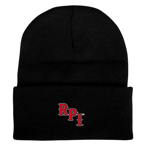  Black Knit Beanie w/Cuff - RPI